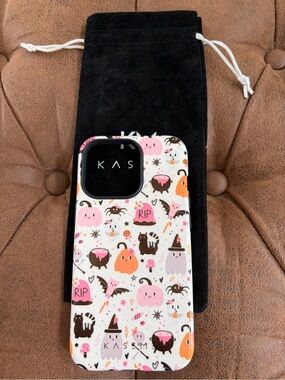 KASEME Pink & White Halloween Trick or Treat iphone 13 Pro phone case